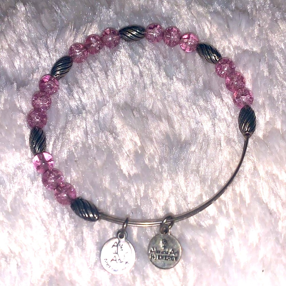 Alex and Ani Silver/Purple Beaded Energy Expandable Bracelet
